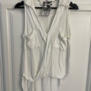 Young Fabulous & Broke Women’s White Drape Collar Sleeveless Top Blouse Size XS